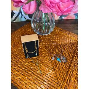 Western Turquoise Jewelry Set NWT Lightning Bolt Necklace Bracelet Cowgirl Boho